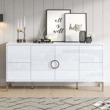 Hochglanz Sideboard Kommode Wohnzimmerschrank TV Schrank mit 4 Schubladen 2türen