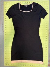 Vintage GUESS Collection black fitted knit mini dress with cream beige contrast