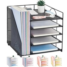 Desk Organizers and Accessories, 5-Tier Paper Letter Tray Organizer with File Ho