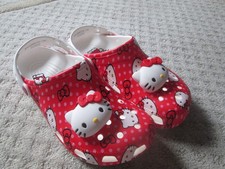 Sanrio Hello Kitty CROCS Classic Clog Women's Size 10 Men's 8 White/Red WORN 1X
