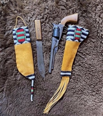Native American Sioux Handmade Gun & Knife Sheath  Indian Beaded Knife Sheath