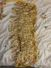 Gold Sequin Fringe Belly Dance Hip Scarf Belt, Solid Mesh Polyester, Women