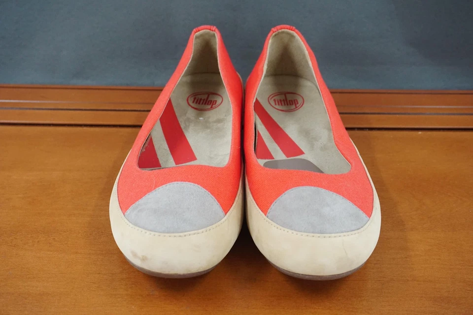 Zapatos FitFlop Due para mujer 39/8,5 naranja de lona sin cordones planos de ballet cómodos Foto 2 de 4