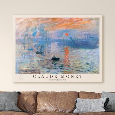 Claude Monet Impression, Sunrise Impressionist Landscape Canvas Wall Art Print