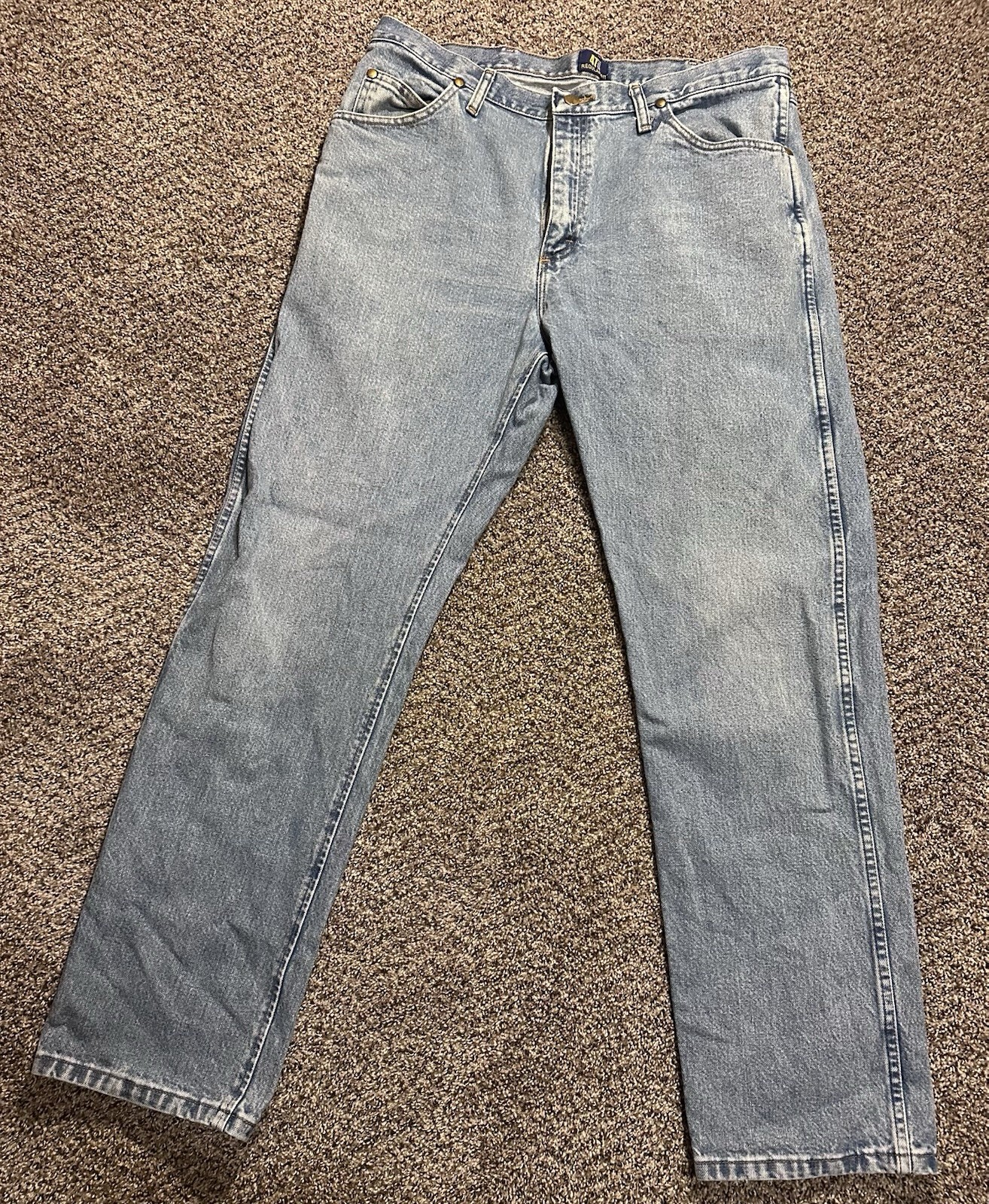 Mens 36x32 Light Wash Blue Regular Fit Cowboy Cut Denim
