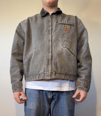 Carhartt Detroit Jacket Grey J97 GVL Blanket Lined Honeycomb Fading Size XXL