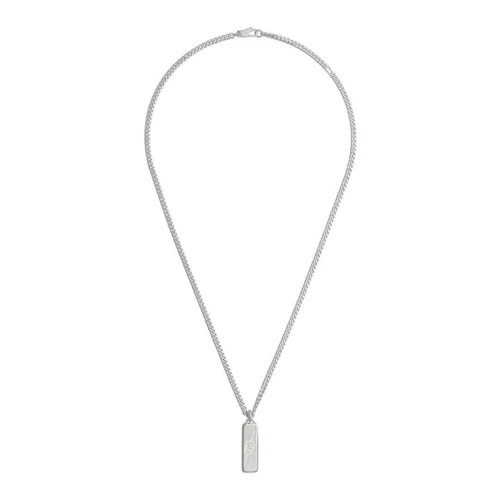 Collana Gucci Tag con Incrocio YBB774055001 Necklace Argento 50 55 Cm Pendente