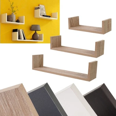 3er Wand-Regal Wand-Board Hänge-Regal Bücher CD Holz-Optik schwebend farbwahl - Bild 1 von 2
