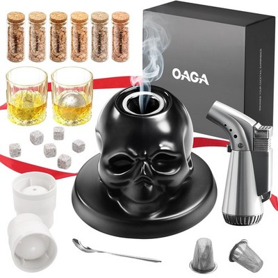 Whiskey Smoker Kit with Torch   Ceramic Skull Old Fashioned, Bourbon & Cockta...