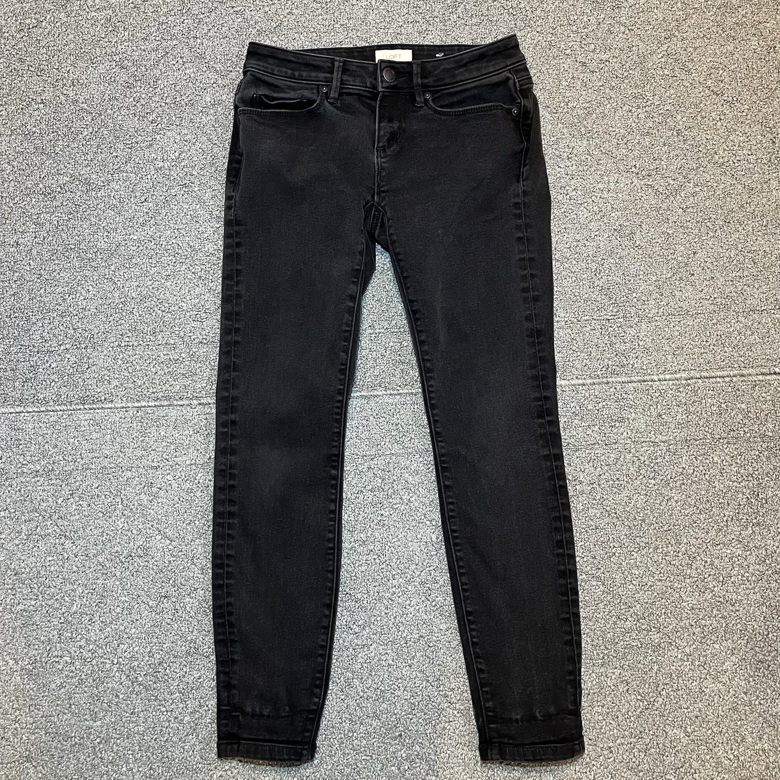 Loft Curvy Skinny Jeans Womens Size 0 Black Denim Low Rise
