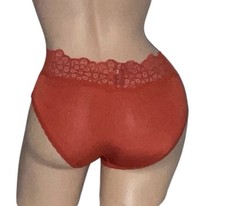AERIE Red Satin Shiny Lace Trim Bikini Panties Womens S