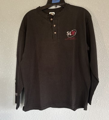 Vintage Sun Microsystems Long Sleeve Henley Black Large SMCC. USA Y2K