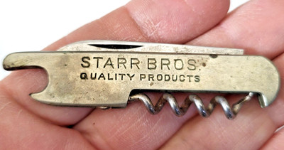 Starr Bros Bottle Opener Corkscrew Pocket Knife Advertising Antique