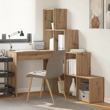 Image of WALPLUS Corner Desk with Shelf Artisan Oak 101.5x149.5x149.5 cm