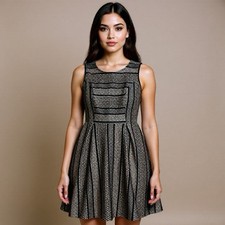 Monteau Sleeveless Dress Black Lace Size Medium Fit & Flare Summer Flirty