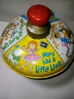 Vintage 1960s J. Chein Tin Litho Spinning Top – Nursery Rhyme Theme USA – Works!