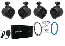 4 Rockville RWB70B 6.5" Marine Wakeboard Speakers 4 Channel Amplifier Amp Kit
