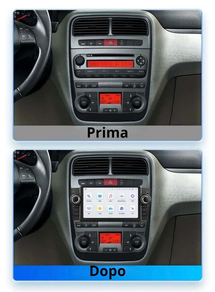 Autoradio 2DIN Android 12 7" GPS CarPlay BT USB Fiat Grande Punto 2005-2018 - Immagine 4 di 4