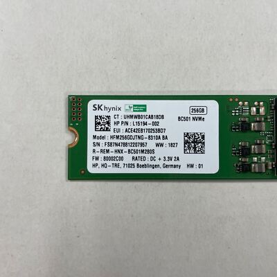 SK Hynix 256GB PCIe NVMe M.2 2280 SSD BC501 Solid State Drive