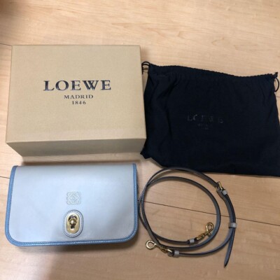 LOEWE Ines shoulder bag handbag Light Blue With Box Used
