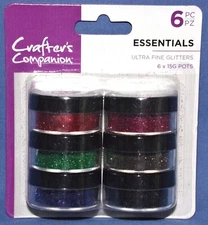 Crafters Companion Ultra Fine Glitter Pots Essentials All New 6 pc Free Shipping