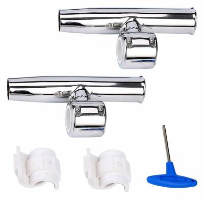 2X Stainless Steel Clamp on Fishing Rod Holder for Rails 1'' to 1-1/4'' Adjustable