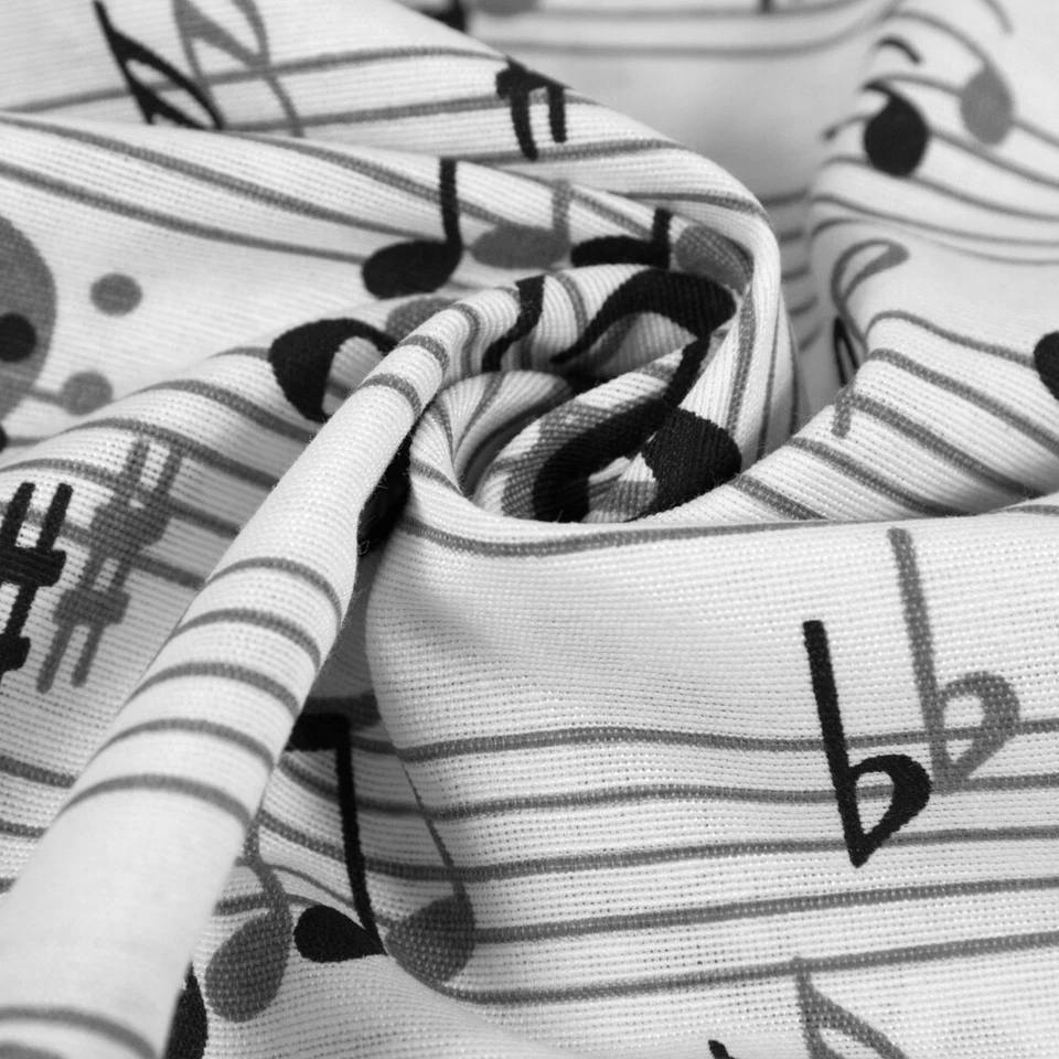 Dekostoff Musiknoten weiß Canvas Dekoration Vorhänge Kissen Taschen (Preis=0,5m) - Bild 3 von 4