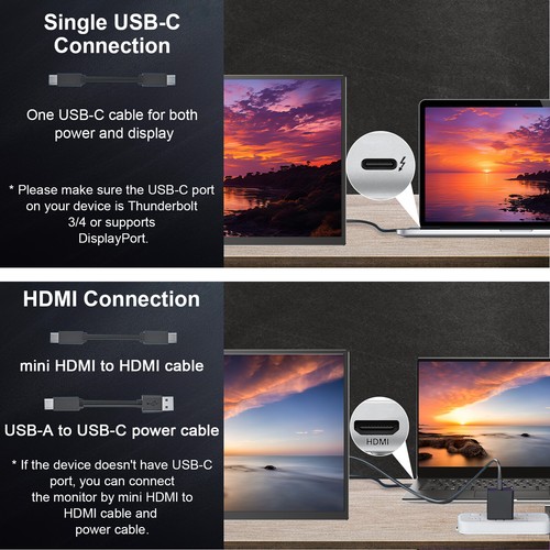 18.5" Portable Monitor 120 Hz 1080P Extended Display HDMI 2*USB C 100% sRGB VESA - Picture 6 of 13