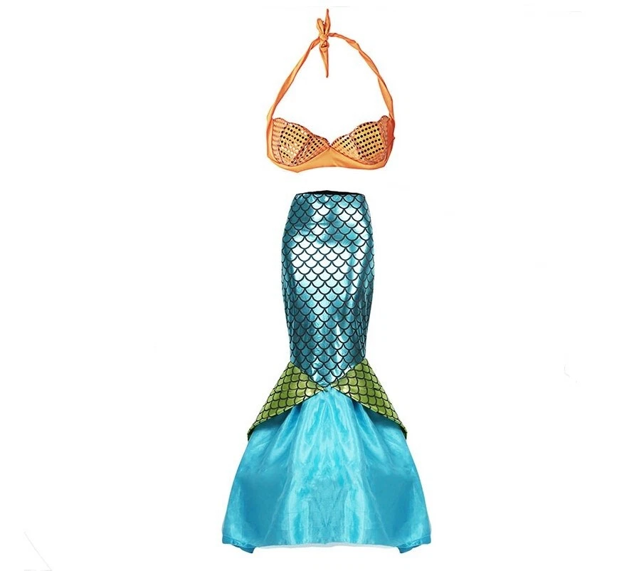 Sexy Disfraz de Sirena Lentejuelas Halter Vestido Fiesta Vestido Elegante Juegos con disfraces Damas Mujeres Foto 3 de 4