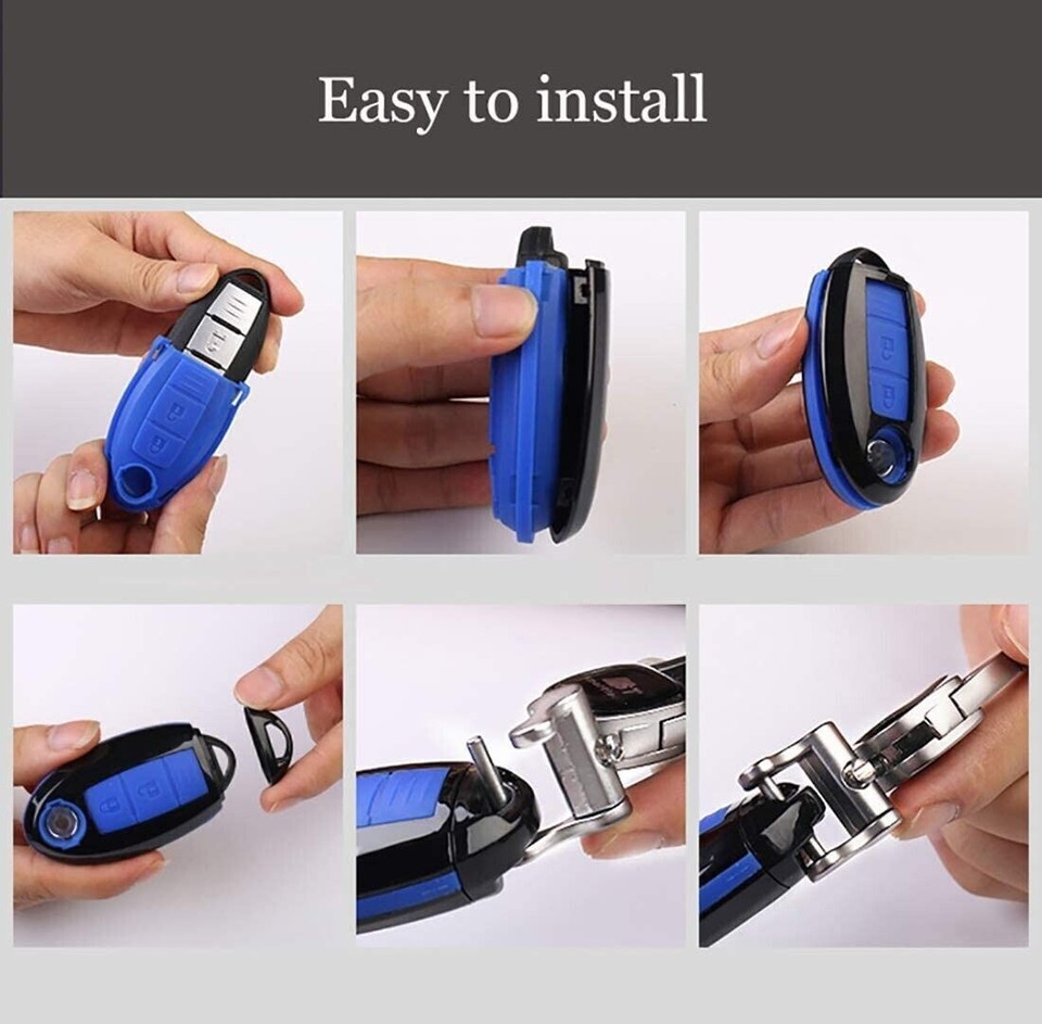 Carbon Fiber Shell+Silicone Cover Remote Key Holder Fob Case For Ford E