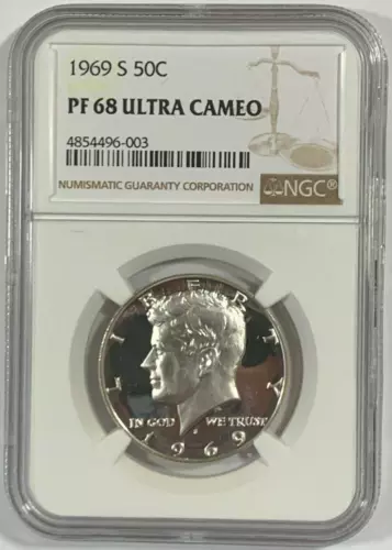 1969-S NGC PF 68 ULTRA CAMEO Kennedy Silver Half Dollar