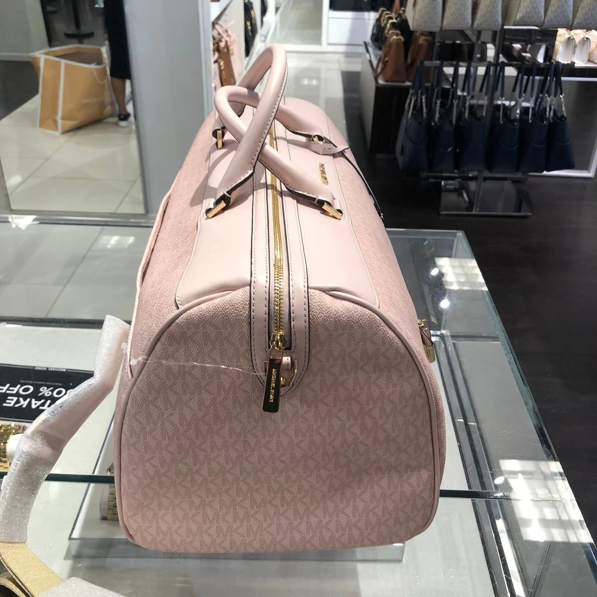 Michael Kors Jet Set Travel XL Duffle Weekender Luggage Bag Powder Blush Pink MK
