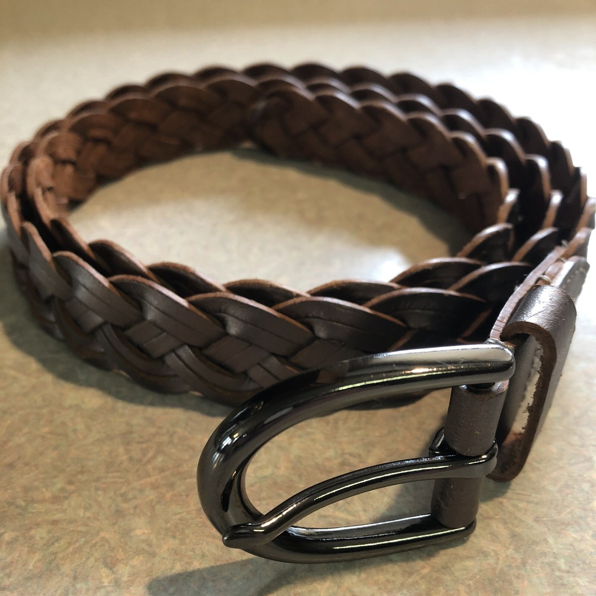 Unbranded Bronze Braided Bonded Leather Belt Sz. L | eBay
