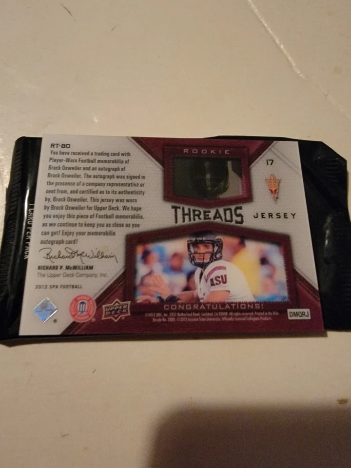 brock osweiler rc rookie draft auto jersey arizona state asu college #/335 2013 - Image 3 of 3