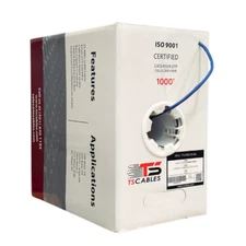 TSCables Cat6 Cuivre à barres solides Riser 1000ft 550MHz Bleu câble, noir & blanc