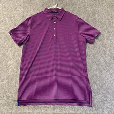 Ralph Lauren RLX Polo Shirt Mens L Fushia Black Striped Golf