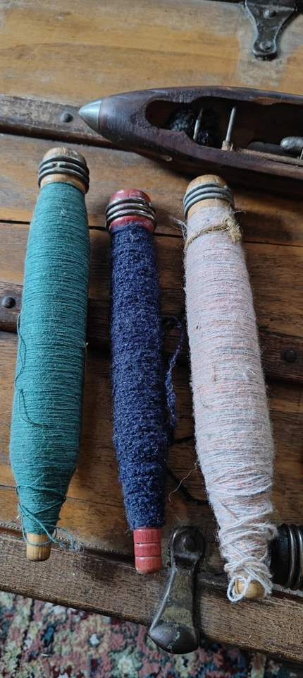 9 Wooden Pirns Quills Shuttle boat Vintage Thread Spools Industrial Sewing Loom - Image 2 of 4