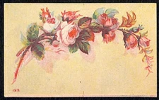 Blank Floral Victorian Trade Card - w/ Pink Rose