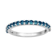 Half Eternity Round London Blue Topaz 925 Sterling Silver Stackable Band Ring