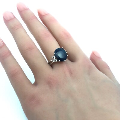Designer TGGC 925 Sterling Silver Oval Blue Sapphire White Topaz