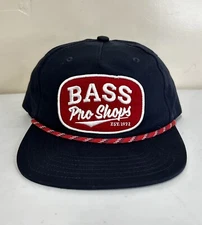 Bass Pro Shops Trucker Patch Hat Snapback VTG BPS Navy
