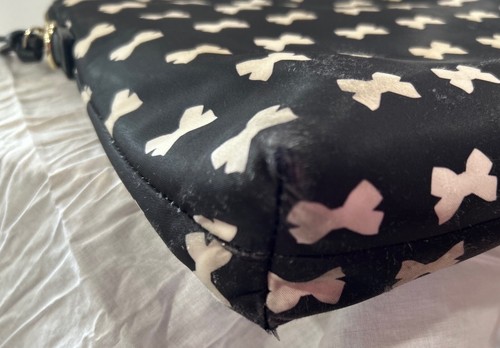 Kate Spade Nylon Laptop Bag Handles Black With White Bows (NO Shoulder Strap) - Picture 8 of 10