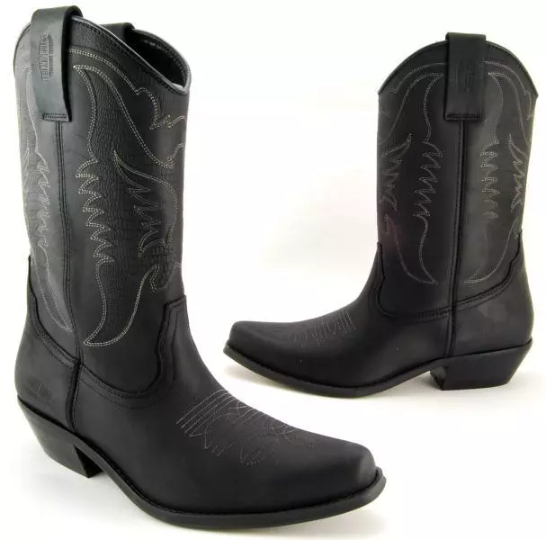 Stivali da Cowboy Uomo Moto Cuoio Marrone Nero Taglia 38 39 40 41 42 43 44  45 46