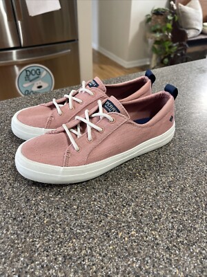 SPERRY Women's Sz 7M Crest Vibe Nan Red Linen Sneaker  Deck Shoes. Worn Twice