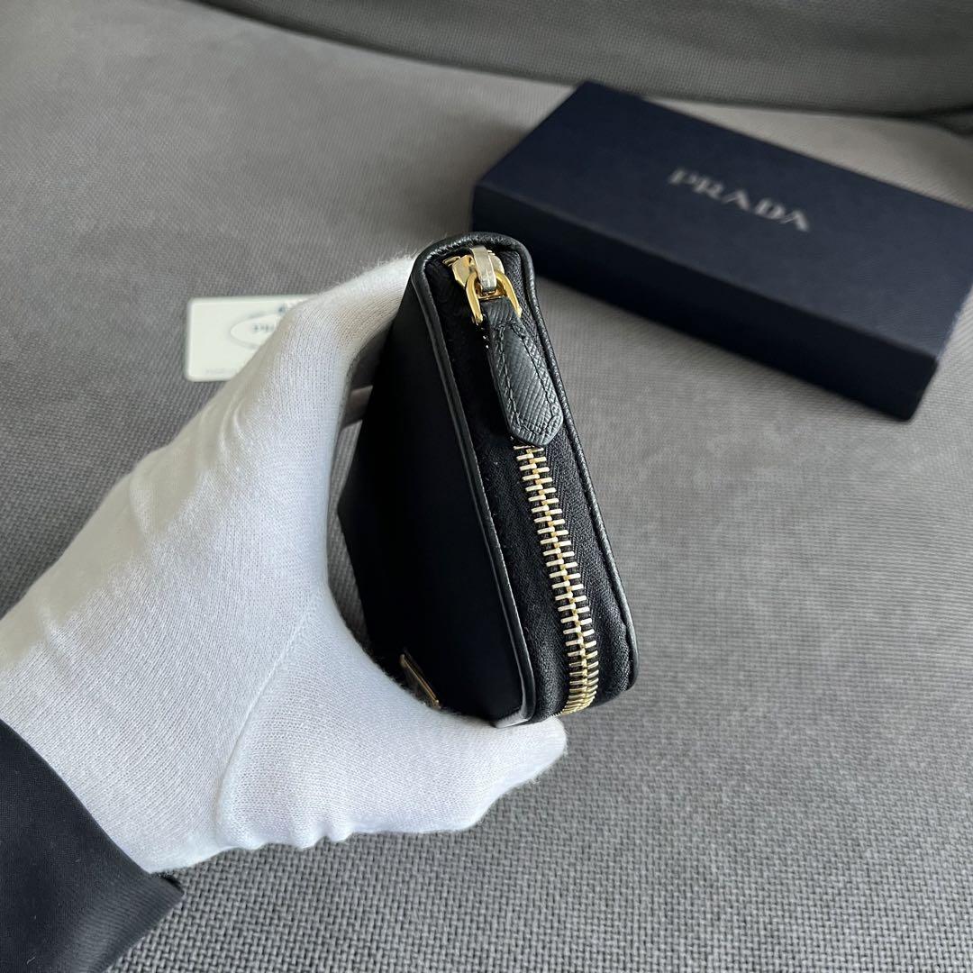 PRADA Prada Saffiano Nylon Leather Long Wallet Black used