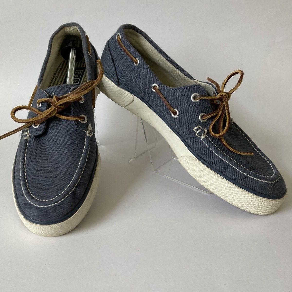 靴 POLO RALPH LAUREN made in USA Ralph Lauren Polo Boat Shoes Mens Size 8.5D Sanders Blue