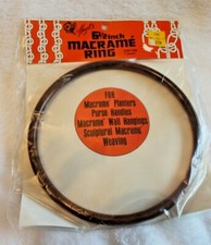 Vtg 6" Ring Plastic MACRAME MCM Dream Catcher Purse Planter Weaving Wall Hanging