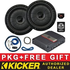 KICKER LX1250.1 CAR AUDIO 1CH/MONO AMPLIFIER CVT104 10" SUBWOOFERS 4AWG AMP KIT
