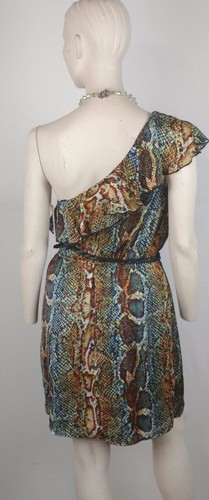 NWT JODI KRISTOPHER ONE SHOULDER MINI DRESS SIZE M JUNIOR W/BELT SNAKE PRINT - Picture 2 of 4