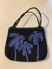Vintage Tommy Bahama Fully Beaded Evening Bag W/ Palm Trees
